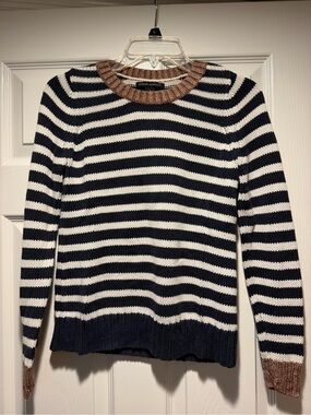 Banana Republic Striped Crew Sweater in Navy, Cream and Brown